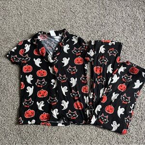 Nite Nite Munki Munki Women's Pajama Set Halloween Ghost Pumpkin Cat Stretchy S